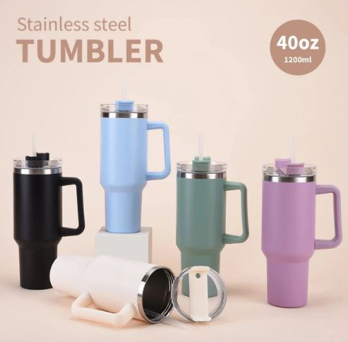20oz Stainless Steel Tumbler with Handle and Straw