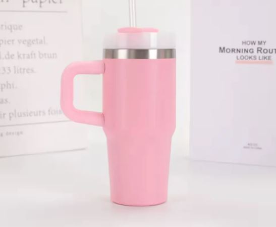 20oz Stainless Steel Tumbler with Handle and Straw