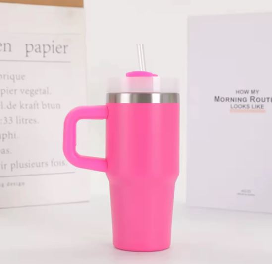 20oz Stainless Steel Tumbler with Handle and Straw