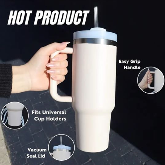 20oz Stainless Steel Tumbler with Handle and Straw