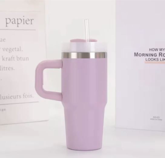 20oz Stainless Steel Tumbler with Handle and Straw
