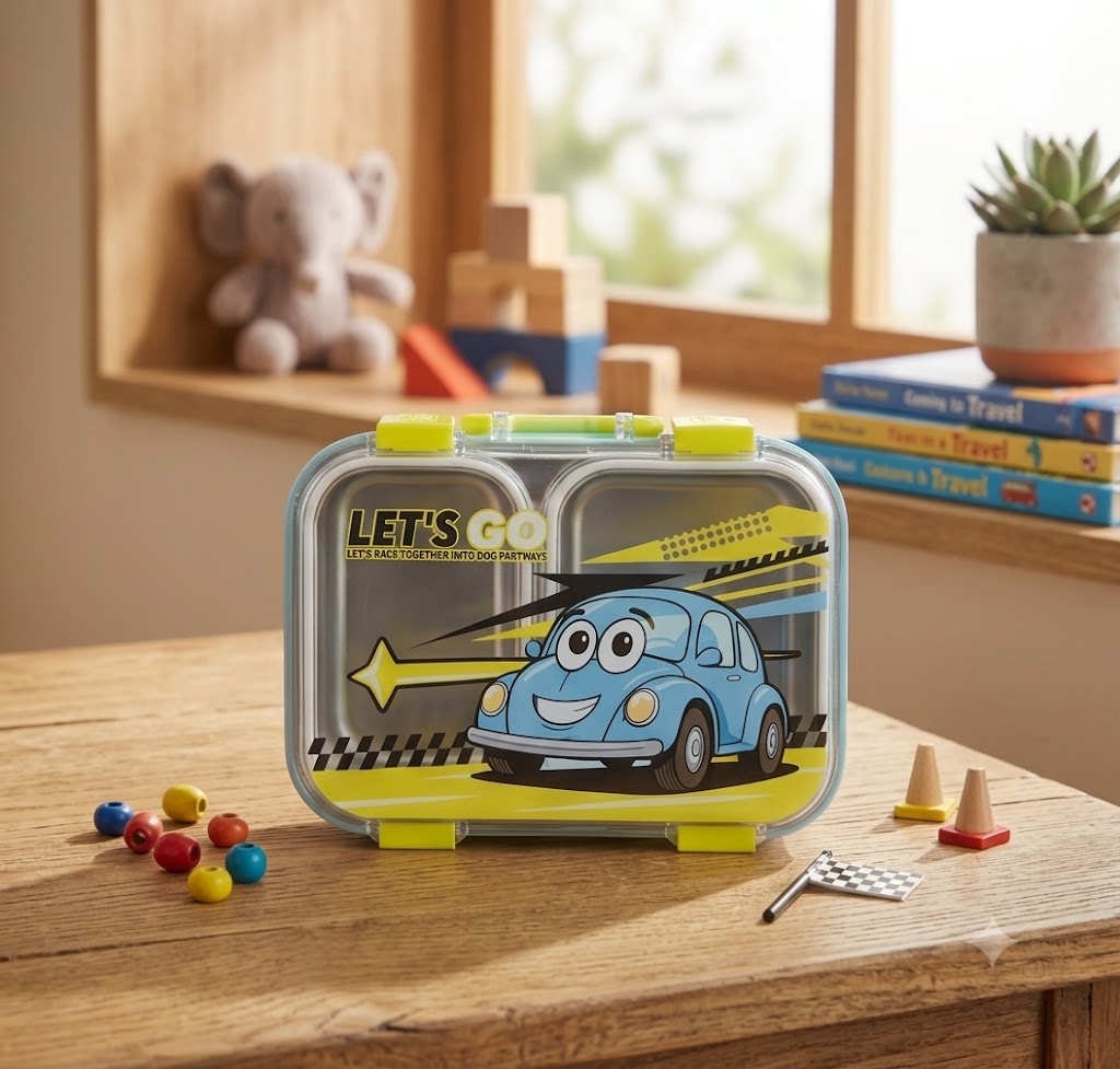 Kids Cute Car Stainless Steel Bento Lunch Box