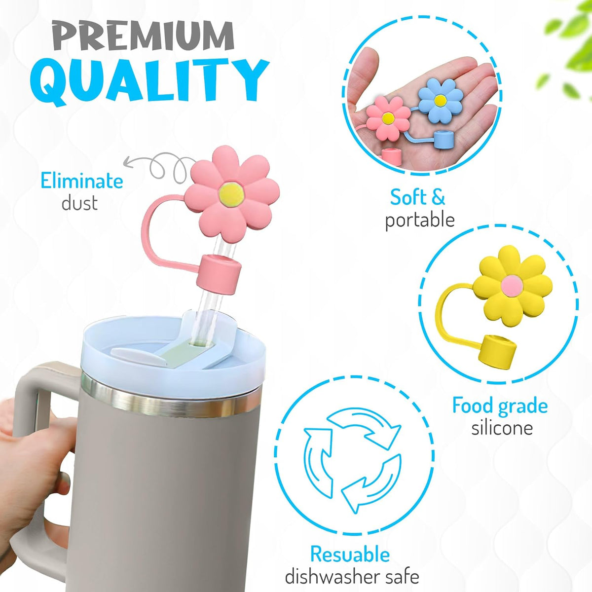 Stanley Straw Cover Silicone Straw Cover 3D Flower