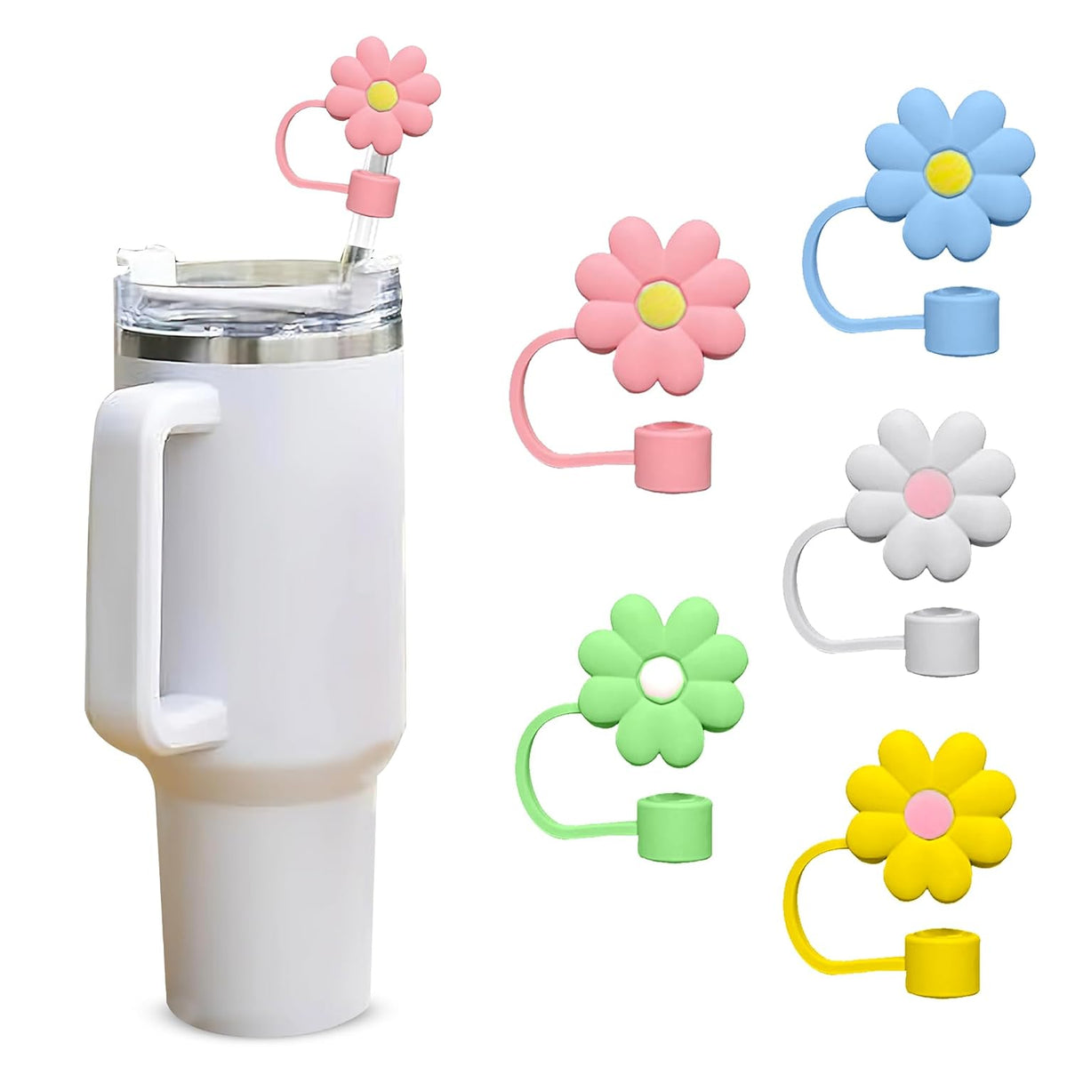 Stanley Straw Cover Silicone Straw Cover 3D Flower