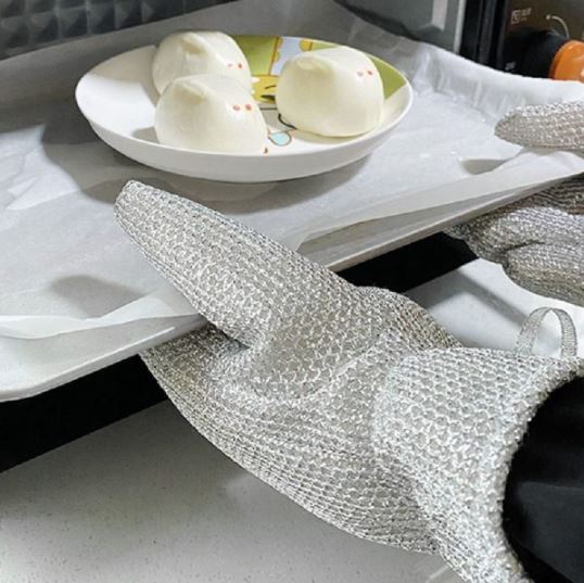 Steel Wire Dishwashing Gloves, Silver Wire Dish Cleaning Gloves (Pair)