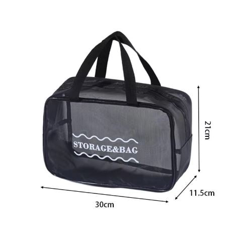 (Pack of 3) Large-Capacity Travel Storage Cosmetic Bag with Zipper Closure Eco-Friendly Mesh Waterproof