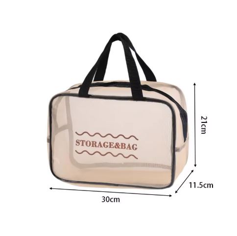 (Pack of 3) Large-Capacity Travel Storage Cosmetic Bag with Zipper Closure Eco-Friendly Mesh Waterproof