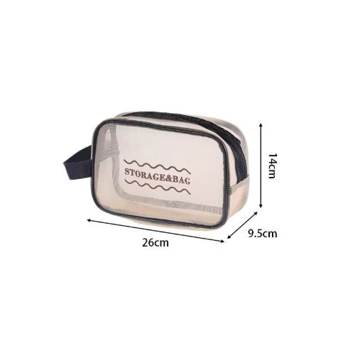 (Pack of 3) Large-Capacity Travel Storage Cosmetic Bag with Zipper Closure Eco-Friendly Mesh Waterproof