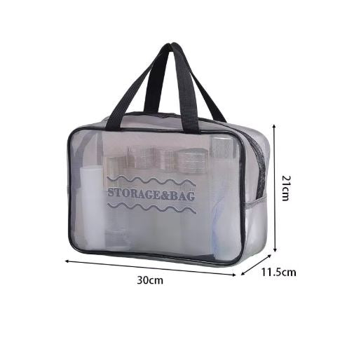 (Pack of 3) Large-Capacity Travel Storage Cosmetic Bag with Zipper Closure Eco-Friendly Mesh Waterproof