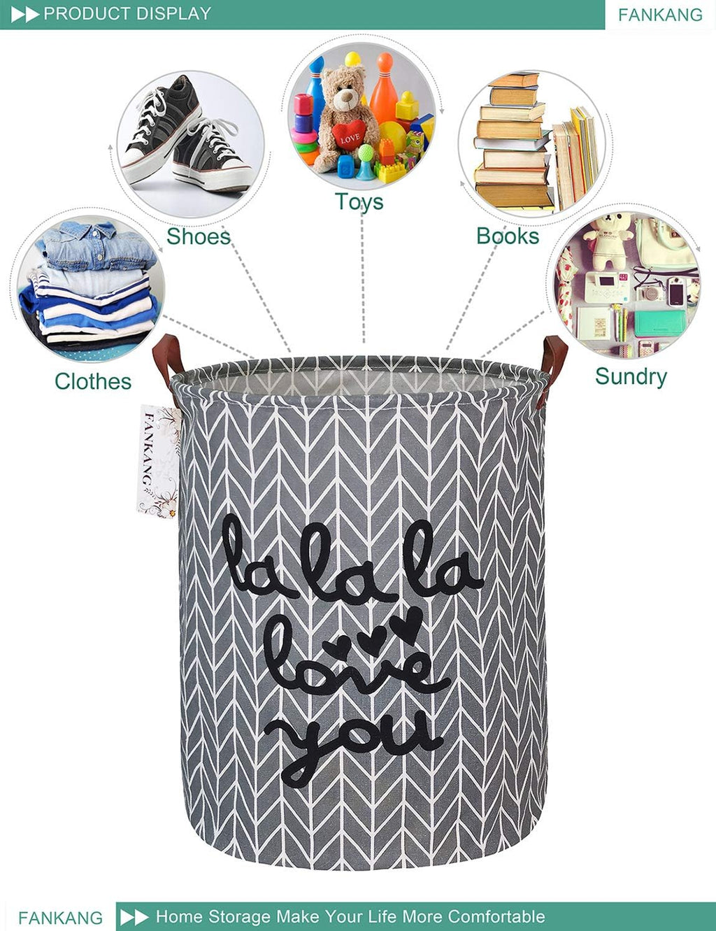 Storage Bins, Nursery Hamper, Canvas Laundry Basket Foldable with Waterproof PE Coating Large Storage Baskets for Kids Boys and Girls, Office, Bedroom, Clothes,Toys