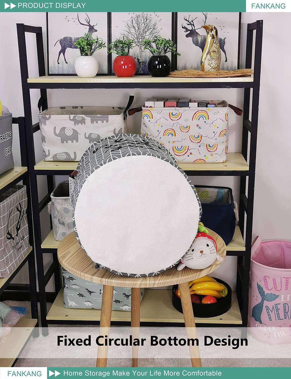 Storage Bins, Nursery Hamper, Canvas Laundry Basket Foldable with Waterproof PE Coating Large Storage Baskets for Kids Boys and Girls, Office, Bedroom, Clothes,Toys