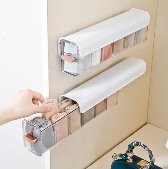 Clear Wall Mounted Storage Box Closet Organizer, Multifunctional Storage Box for Clothes, Socks, Ties