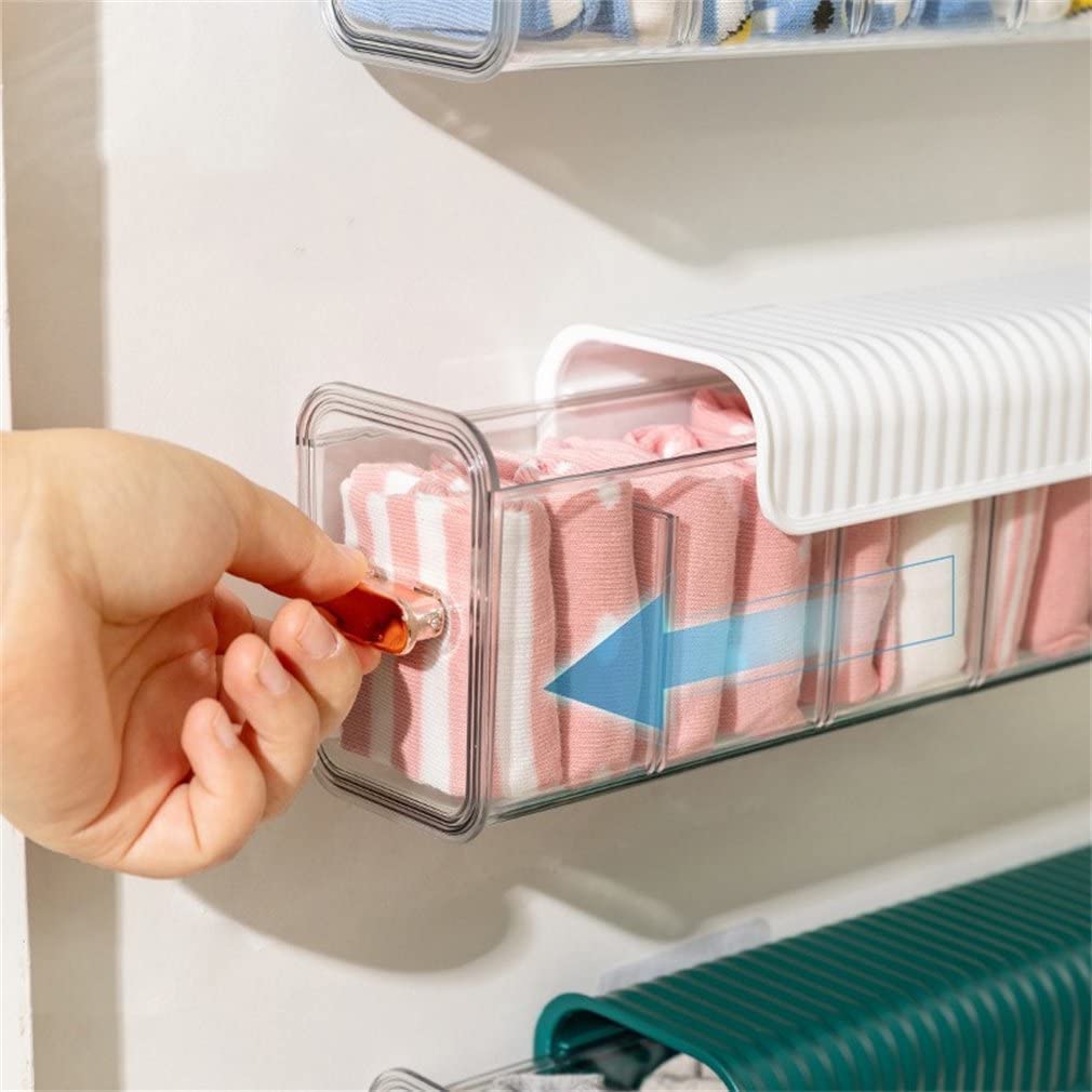 Clear Wall Mounted Storage Box Closet Organizer, Multifunctional Storage Box for Clothes, Socks, Ties
