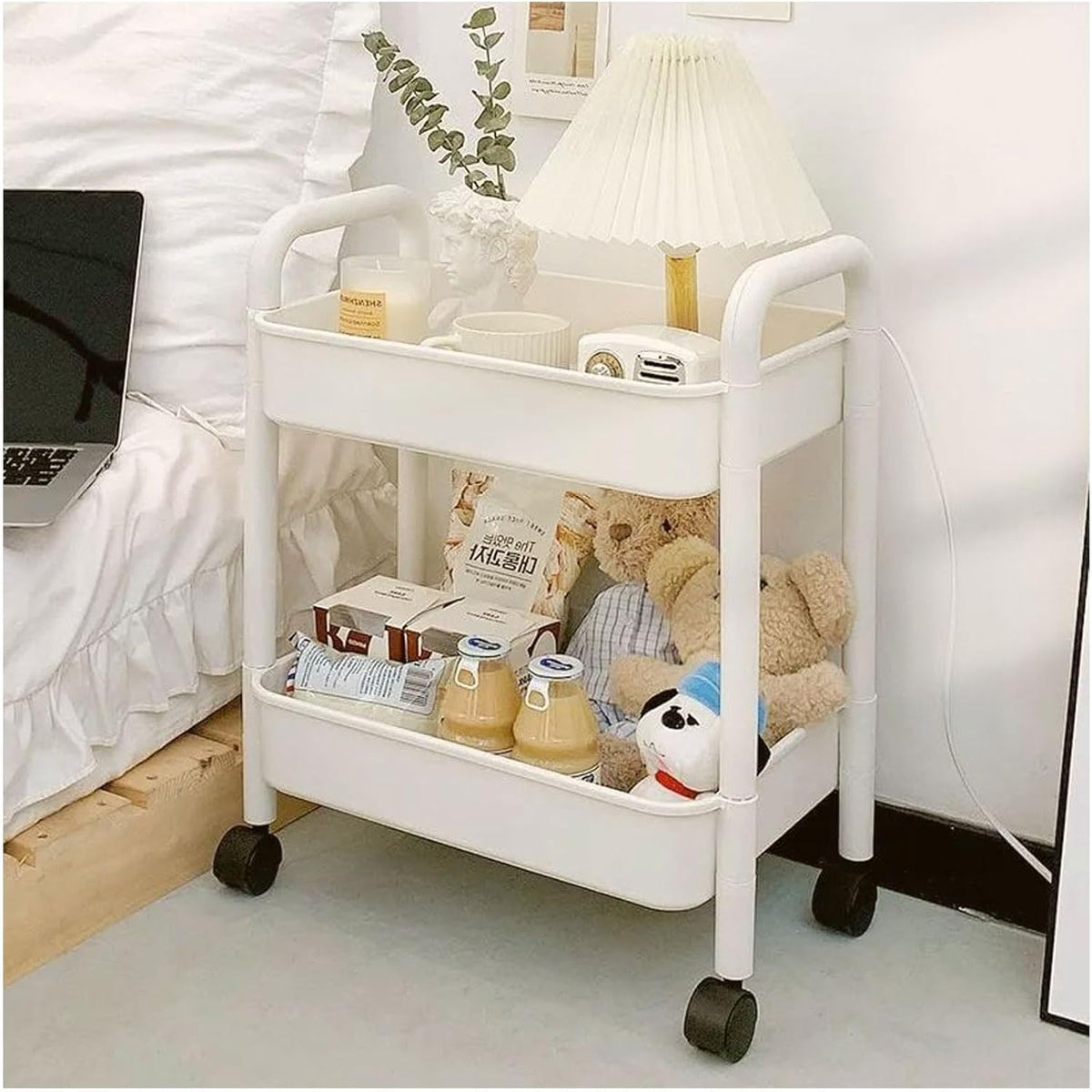 Storage Trolley, Mobile Rolling Utility Cart with Wheels, for Kitchen, Bathroom, Laundry Room, Bedroom