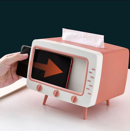 Tissue Box Holder Retro TV Tissue Box Cover Cute and Practical for Bathroom, Kitchen, Bedroom Dressers, Desks and Tables, Night Stands