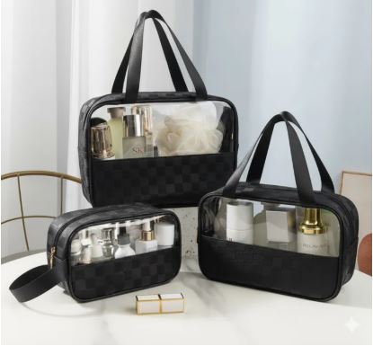 3Pcs Toiletry Bag for Men Women Clear Cosmetics Bag Hanging Toiletry Bag Waterproof Makeup Bags for Traveling Transparent Travel Organizer
