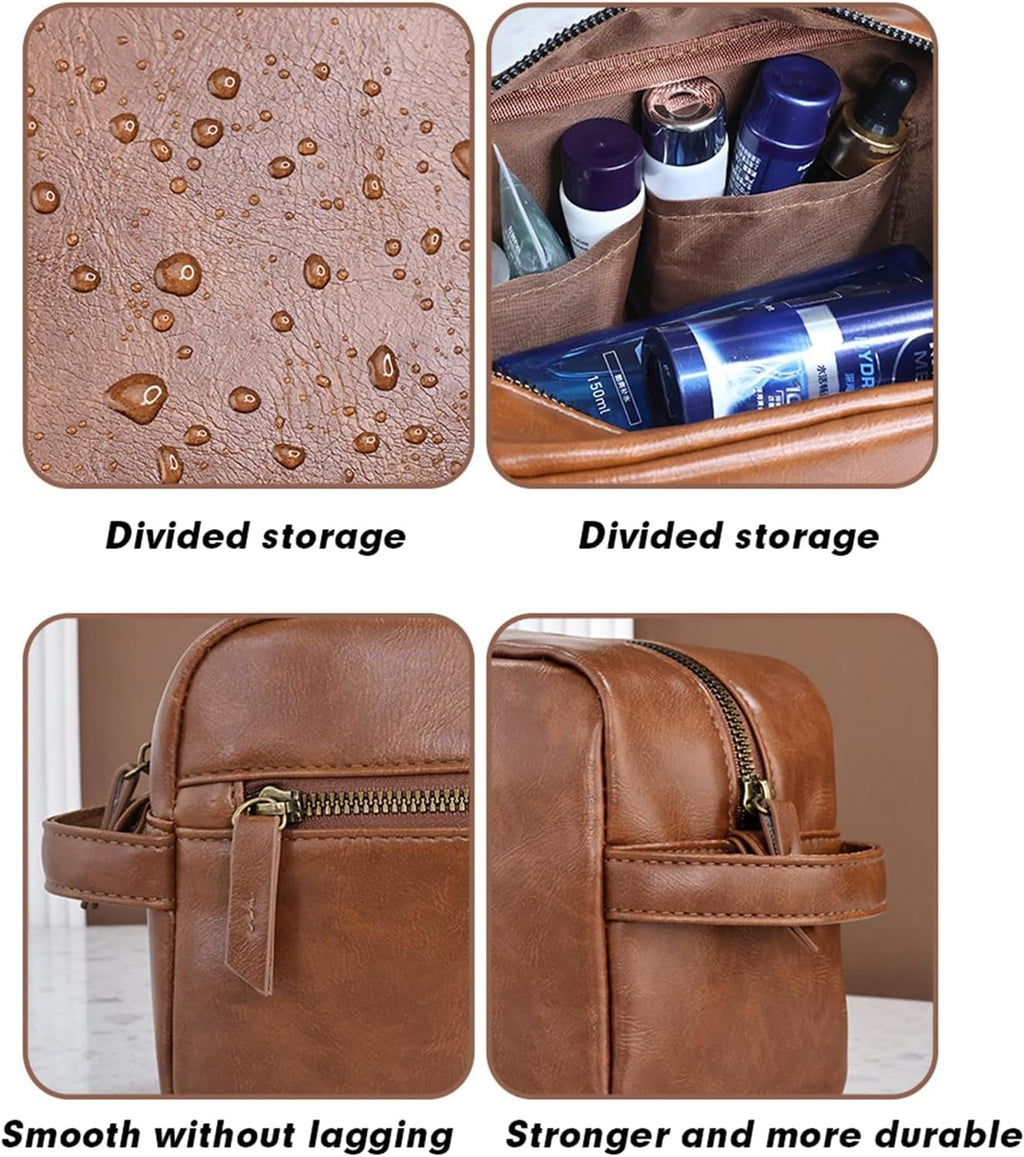 Large Toiletry Bag for Men and Women for Travel Waterproof Shaving Kit Bathroom Toiletry Organizer Leather Cosmetic Bags