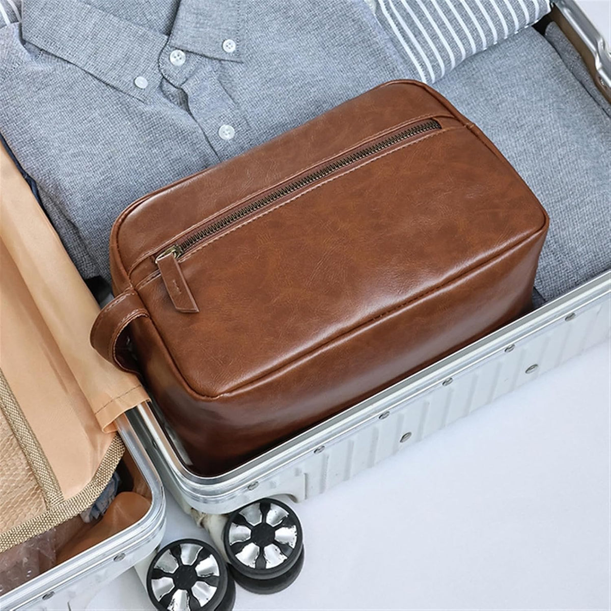 Large Toiletry Bag for Men and Women for Travel Waterproof Shaving Kit Bathroom Toiletry Organizer Leather Cosmetic Bags