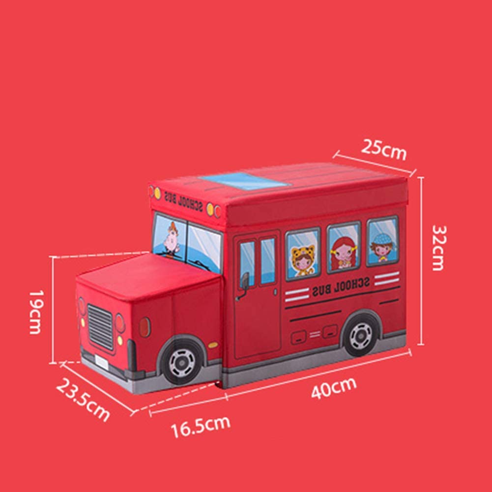 Bus Shaped Kids Toys/Books Storage Box & Padded Seat / Toy Organizer and Padded Stool For kids