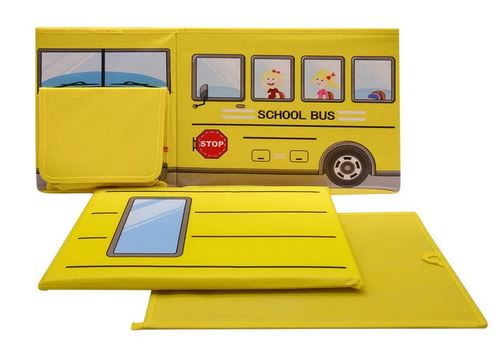 Bus Shaped Kids Toys/Books Storage Box & Padded Seat / Toy Organizer and Padded Stool For kids