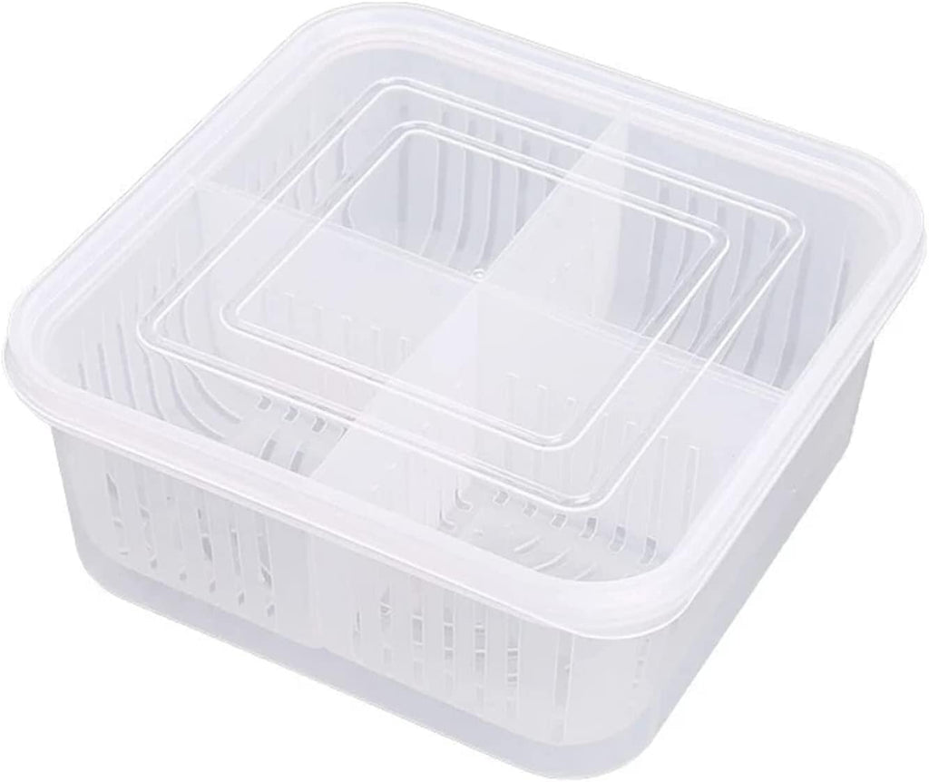 Refrigerator Onion Ginger Garlic Food Storage Plastic Transparent Drain Food Sealed Box