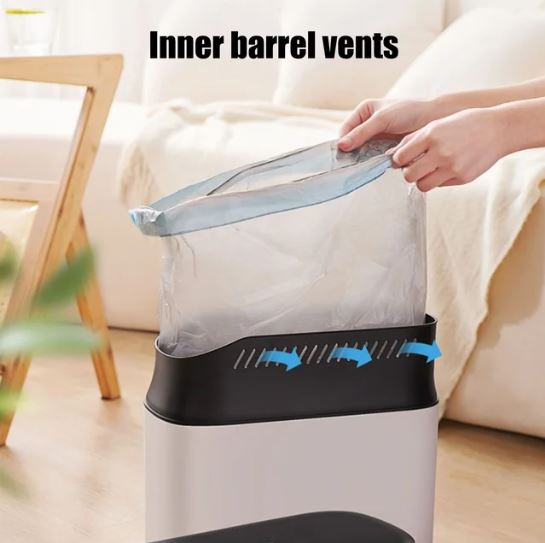 Trash Bin, Hygienic Narrow Trash Can, Contactless Trash Can Large Capacity Trash Can, 8L Garbage Can