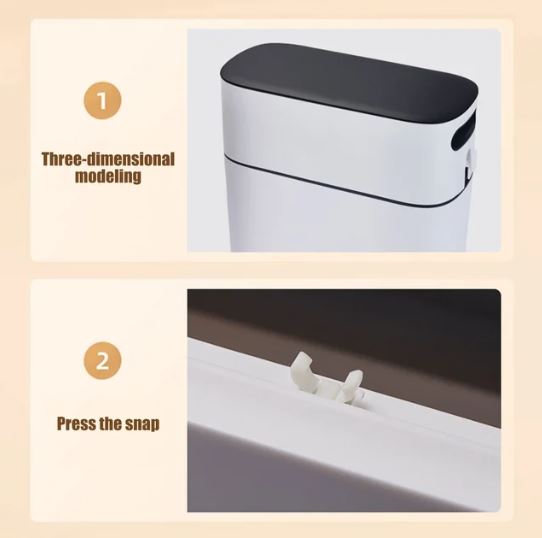 Trash Bin, Hygienic Narrow Trash Can, Contactless Trash Can Large Capacity Trash Can, 8L Garbage Can