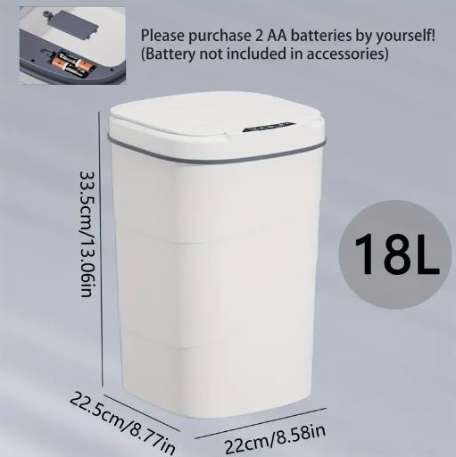 18L Automatic Motion Sensor Trash Can with Lid for Office, Bathroom, Bedroom, Kitchen