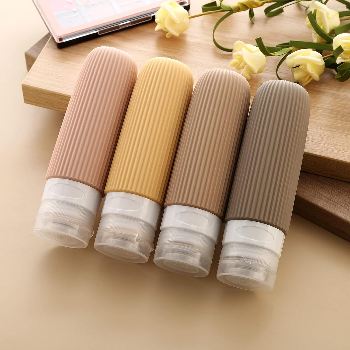 (Pack of 4) Travel Silicone Bottles for Toiletries