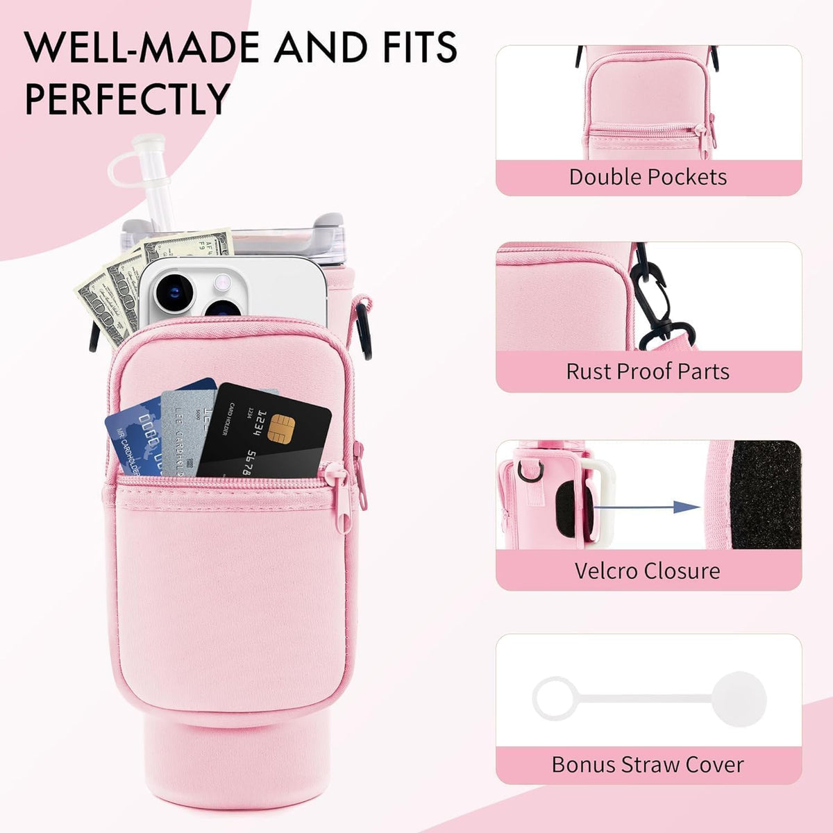Tumbler Carrier Bag With Mobile Phone Pocket
