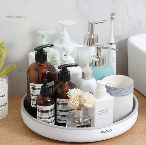 ECOCO Turntable Cupboard Organizer, 360 Rotating Seasoning Storage Rack Organizer Shelf Oil and Non-Slip Kitchen Accessories Multifunctional