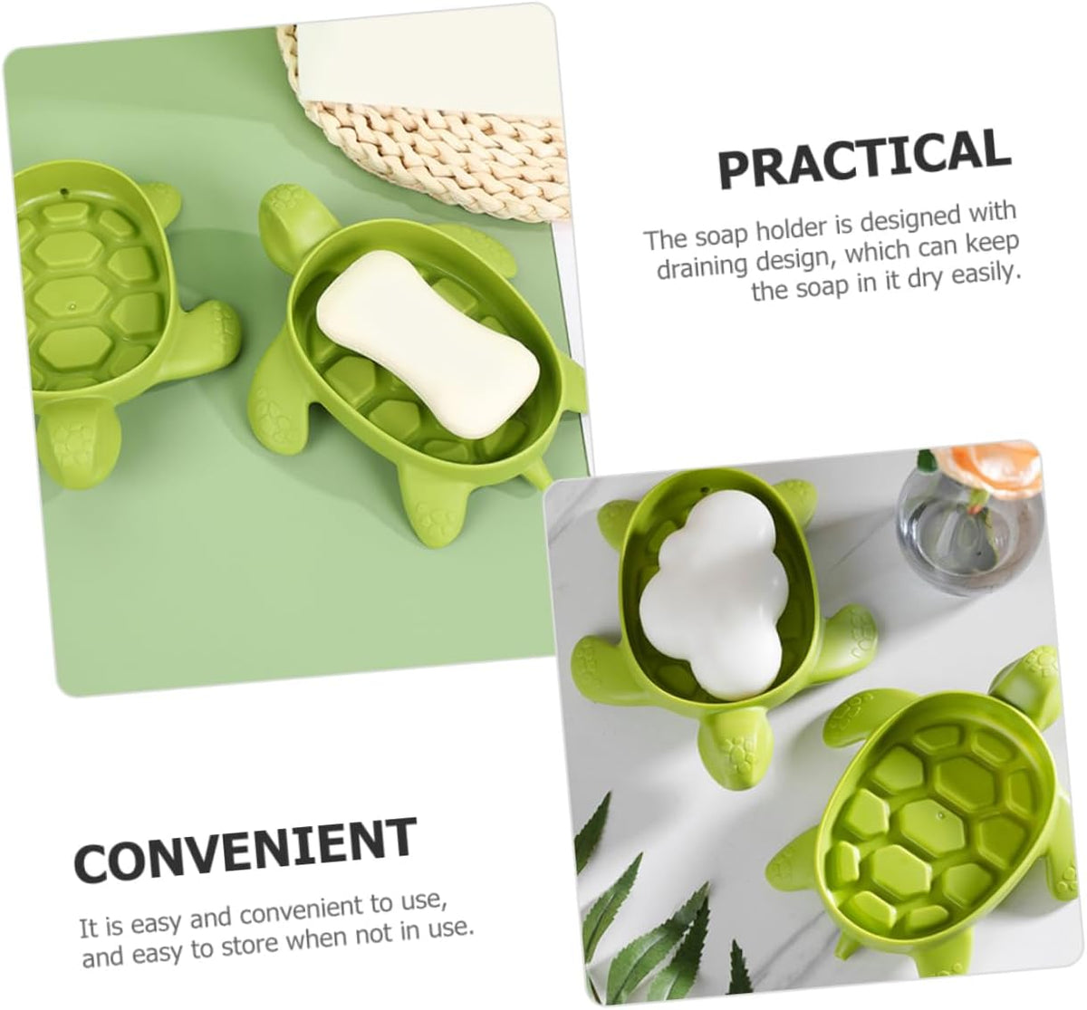 Turtle Soap Dish Holder Soap Storage Draining Tray