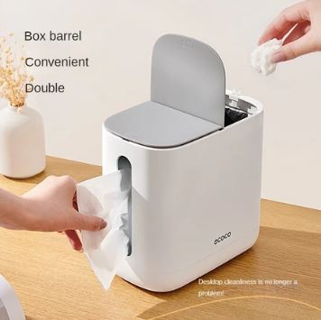 ECOCO Unique Tissue Organizer for Household - Modern Trash Bin and Tissue Holder Combo for Living and Dining Room