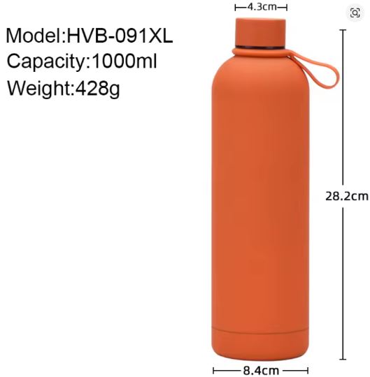 Stainless Steel Vacuum Insulated Water Bottle with Smooth Rubber Finish Keeps Cold/Warm Upto 6-12 Hours