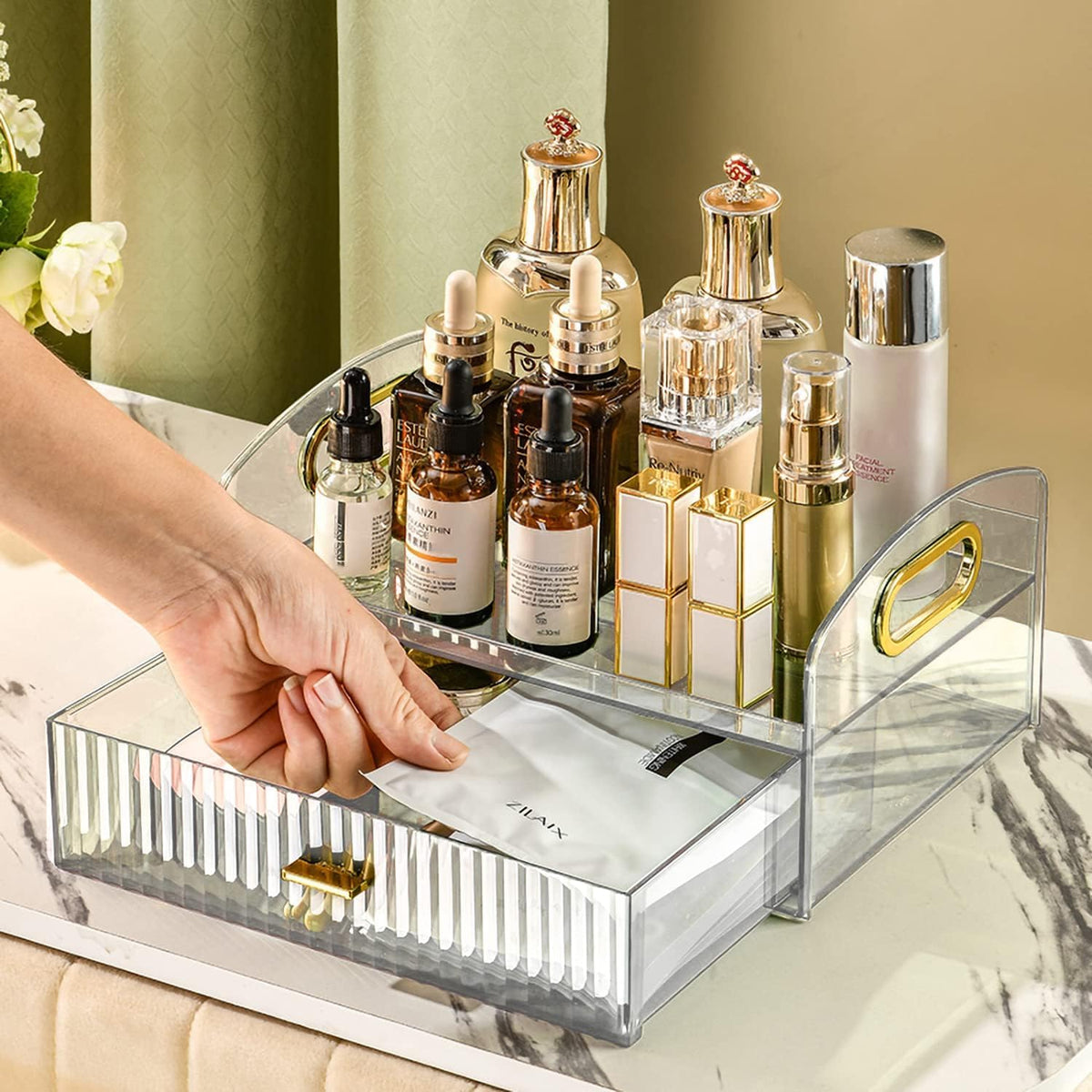 Elegant Clear Acrylic Skincare and Cosmetic Organizer