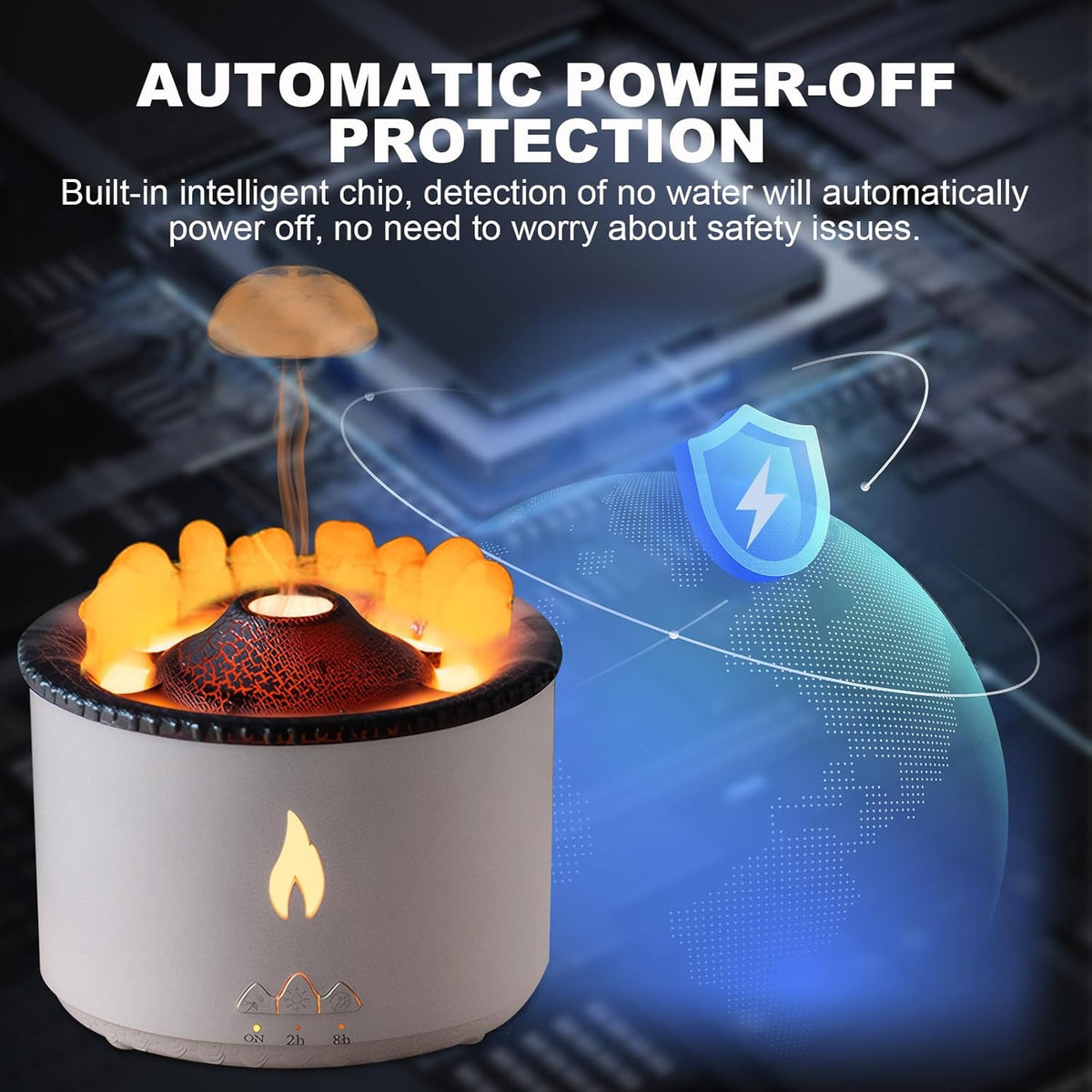 Volcano Humidifier Flame Aroma Diffuser, Ultrasonic Essential Oil Scent Diffuser 300ml Large Capacity