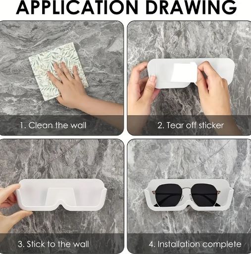 (Pack of 2) Wall-Mounted Eyewear Organizer - Glasses Display Rack for Bathroom, Bedroom, Living Room