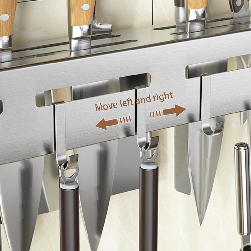 Multifunctional Kitchen Wall-Mounted Knife Holder, Floating Shelves, Cooking Utensil Holder Organizers with S Hooks