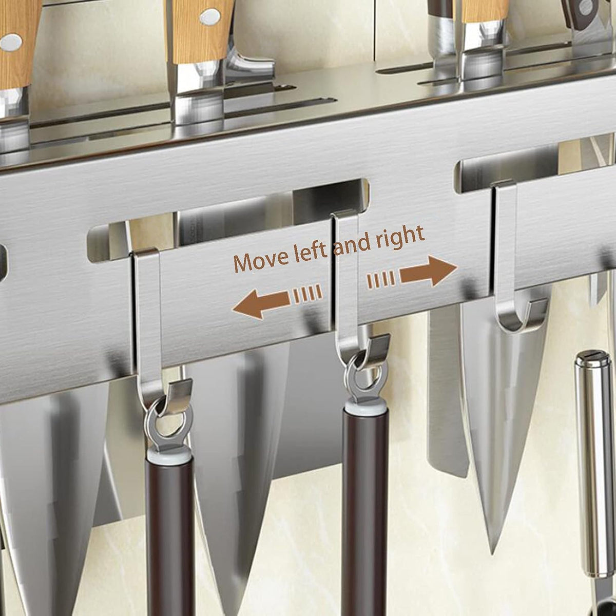 Multifunctional Kitchen Wall-Mounted Knife Holder, Floating Shelves, Cooking Utensil Holder Organizers with S Hooks