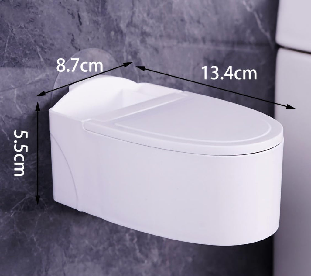 Wall-Mounted Toilet Ashtray with Lid, Creative Bathroom Accessory for Home and Living Room, Plastic