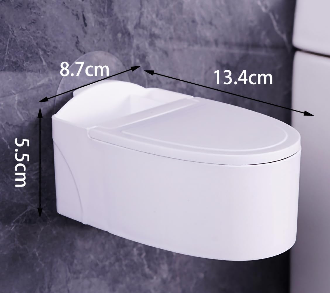 Wall-Mounted Toilet Ashtray with Lid, Creative Bathroom Accessory for Home and Living Room, Plastic