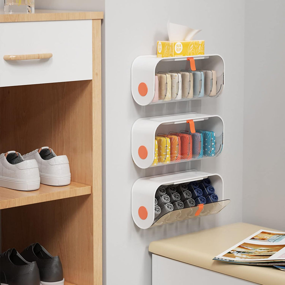 Wall-mounted Undergarments Organizer | Punch-Free Transparent Drawer