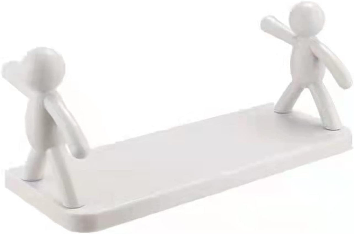 Wall Hanging Storage Shelf, Punching-Free Storage Rack For Kitchen & Bathroom (White)