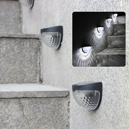 (Pack of 4) Solar Fence Post Light Semi-Circle LED Waterproof Powered Wall Lights Outdoor Wall Mount Decorative Lights for Garden Patio Deck Yard Stairway Driveway