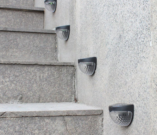(Pack of 4) Solar Fence Post Light Semi-Circle LED Waterproof Powered Wall Lights Outdoor Wall Mount Decorative Lights for Garden Patio Deck Yard Stairway Driveway