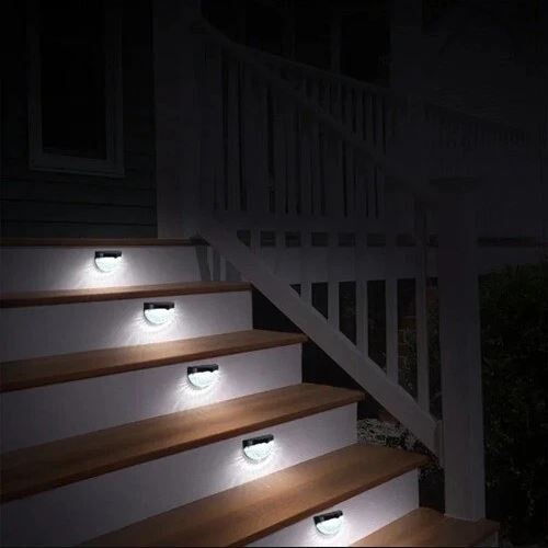 (Pack of 4) Solar Fence Post Light Semi-Circle LED Waterproof Powered Wall Lights Outdoor Wall Mount Decorative Lights for Garden Patio Deck Yard Stairway Driveway