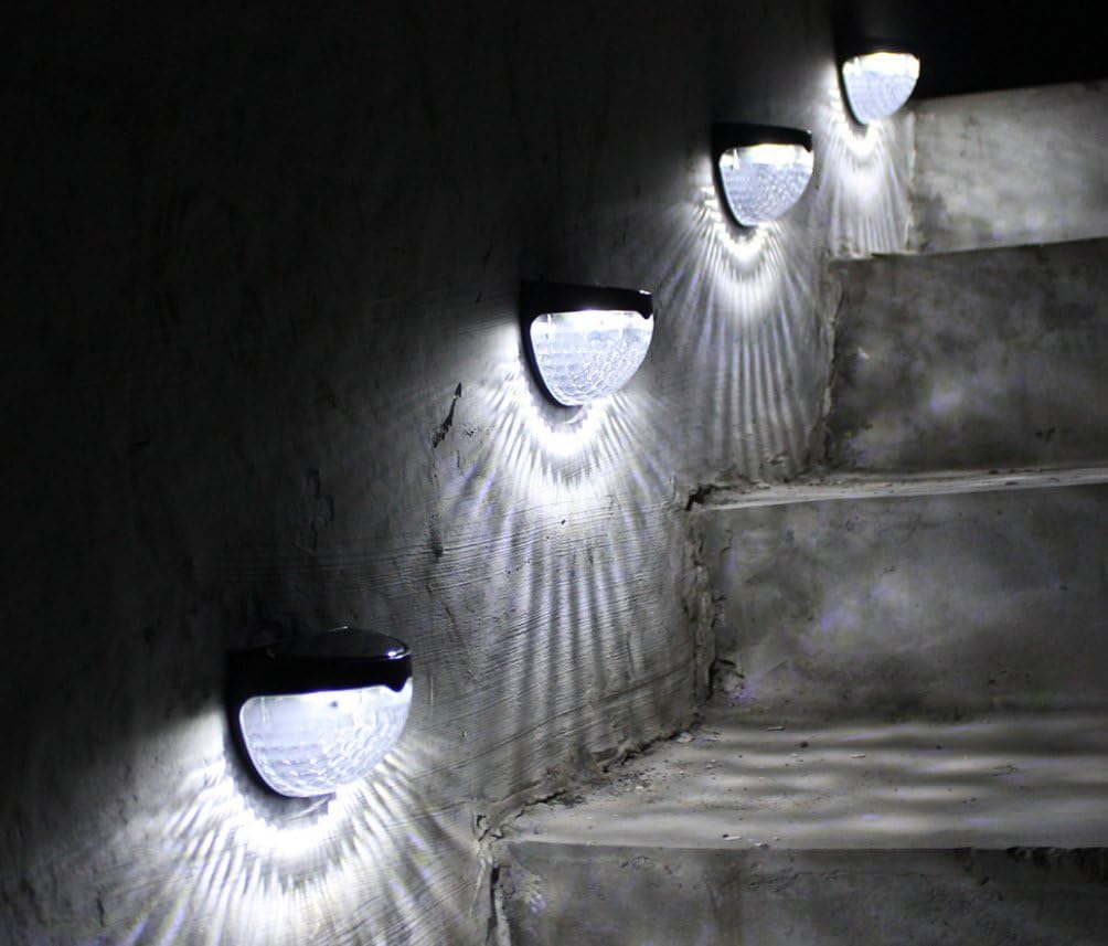 (Pack of 4) Solar Fence Post Light Semi-Circle LED Waterproof Powered Wall Lights Outdoor Wall Mount Decorative Lights for Garden Patio Deck Yard Stairway Driveway