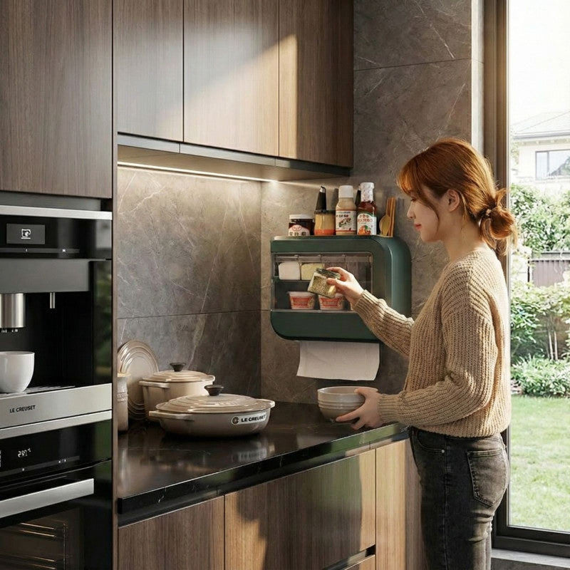 Wall Mounted Multi-Functional Seasoning Storage Rack