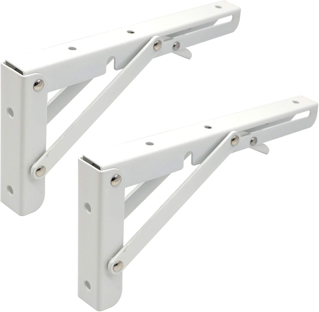 Folding Shelf Brackets - Heavy Duty Metal Collapsible Shelf Bracket for Bench Table, Wall Mounted Space Saving DIY Bracket, Max Load: 150 lb 2pcs