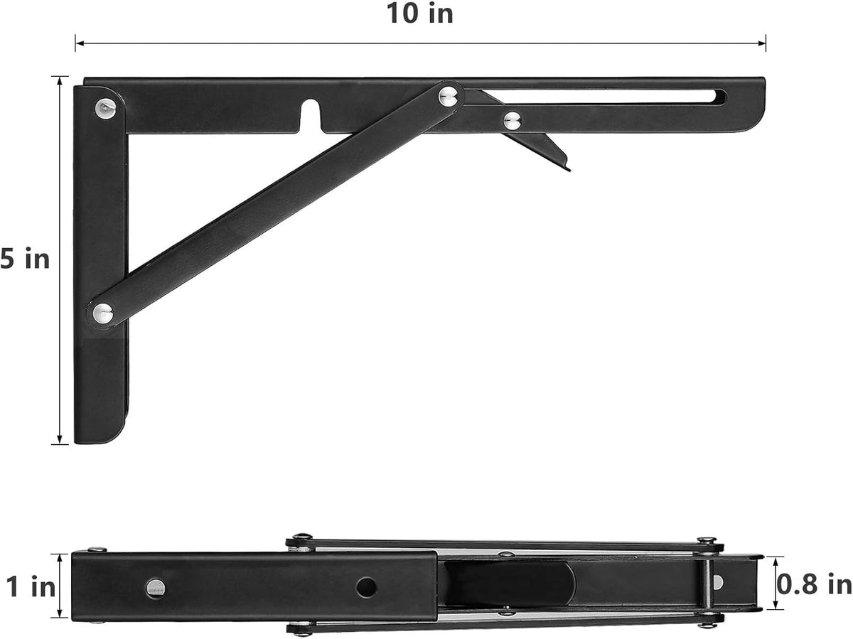 Folding Shelf Brackets - Heavy Duty Metal Collapsible Shelf Bracket for Bench Table, Wall Mounted Space Saving DIY Bracket, Max Load: 150 lb 2pcs